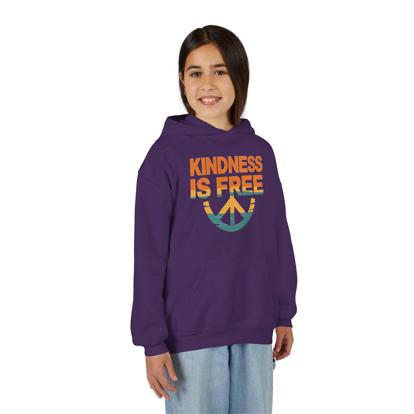 Kindness Is Free Youth Hoodie - Inspirational Heavy Blend Sweatshirt