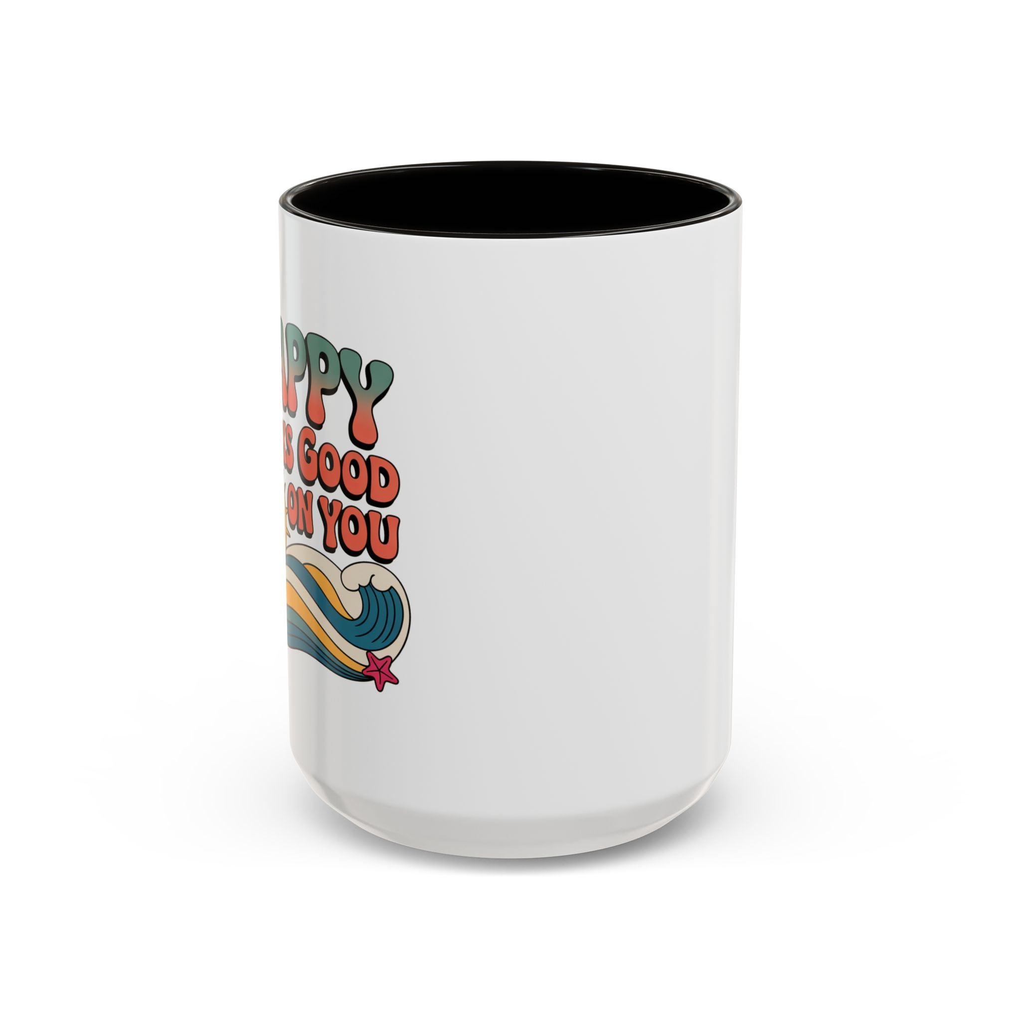 Retro 'Happy Looks Good on You' Colorful Ceramic Mug (11oz & 15oz)