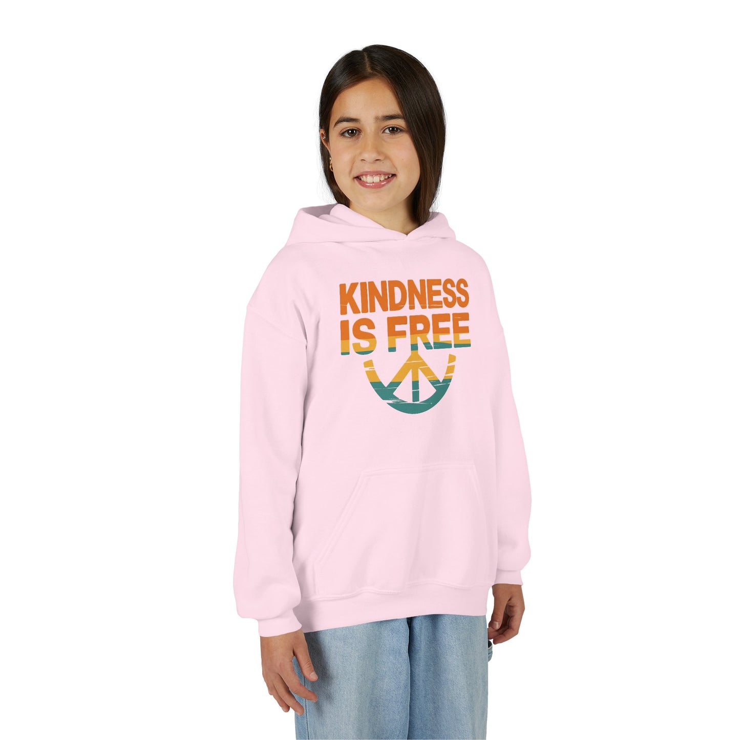 Kindness Is Free Youth Hoodie - Inspirational Heavy Blend Sweatshirt