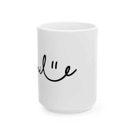 White/Black Smile Ceramic Coffee Mug - 11oz & 15oz