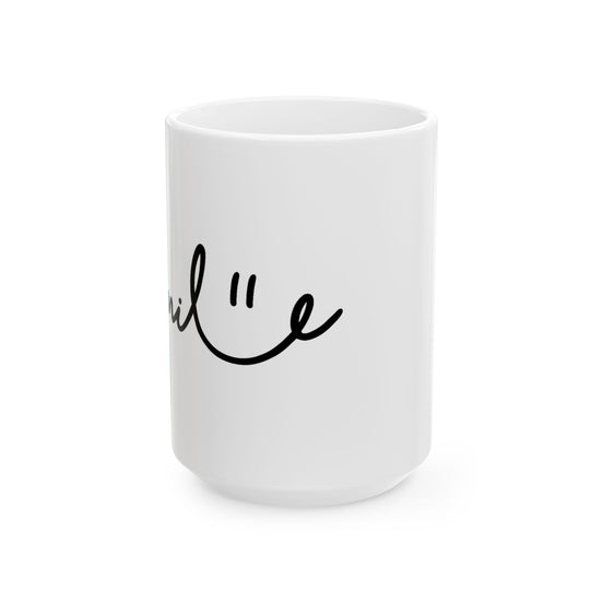 White/Black Smile Ceramic Coffee Mug - 11oz & 15oz