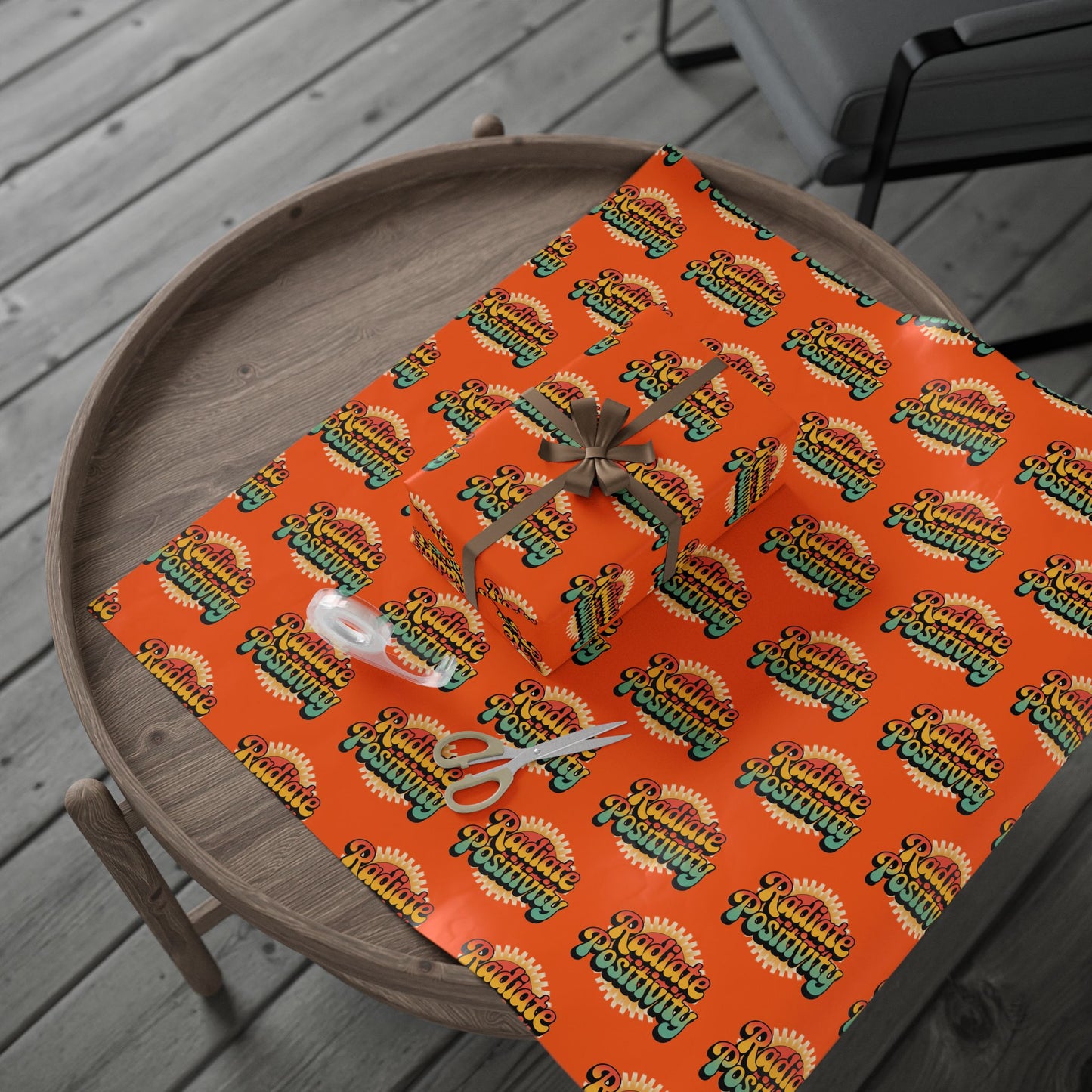 Orange Radiate Positivity Wrapping Paper for Celebrations