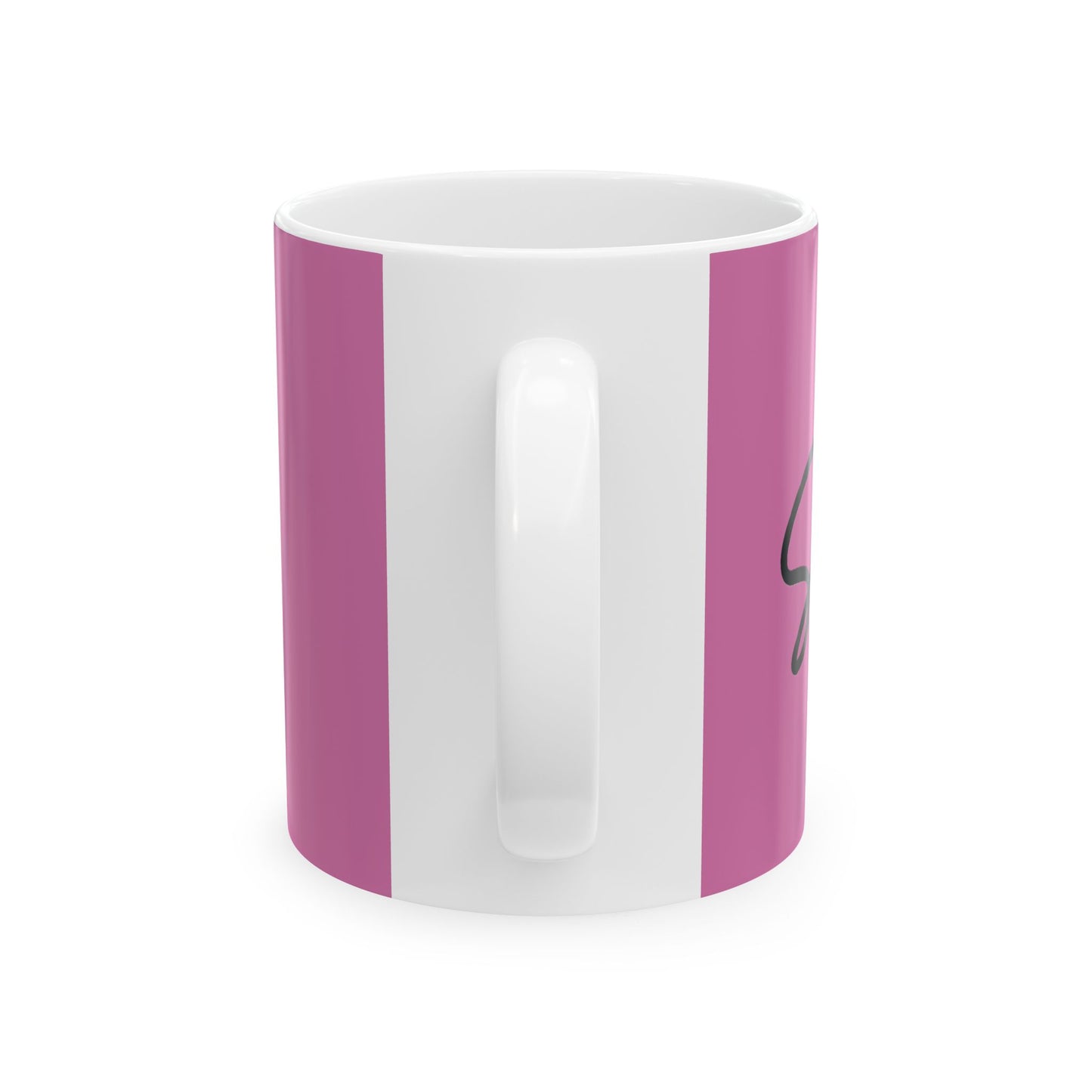 Light Pink/Black Smile Ceramic Coffee Mug - 11oz & 15oz