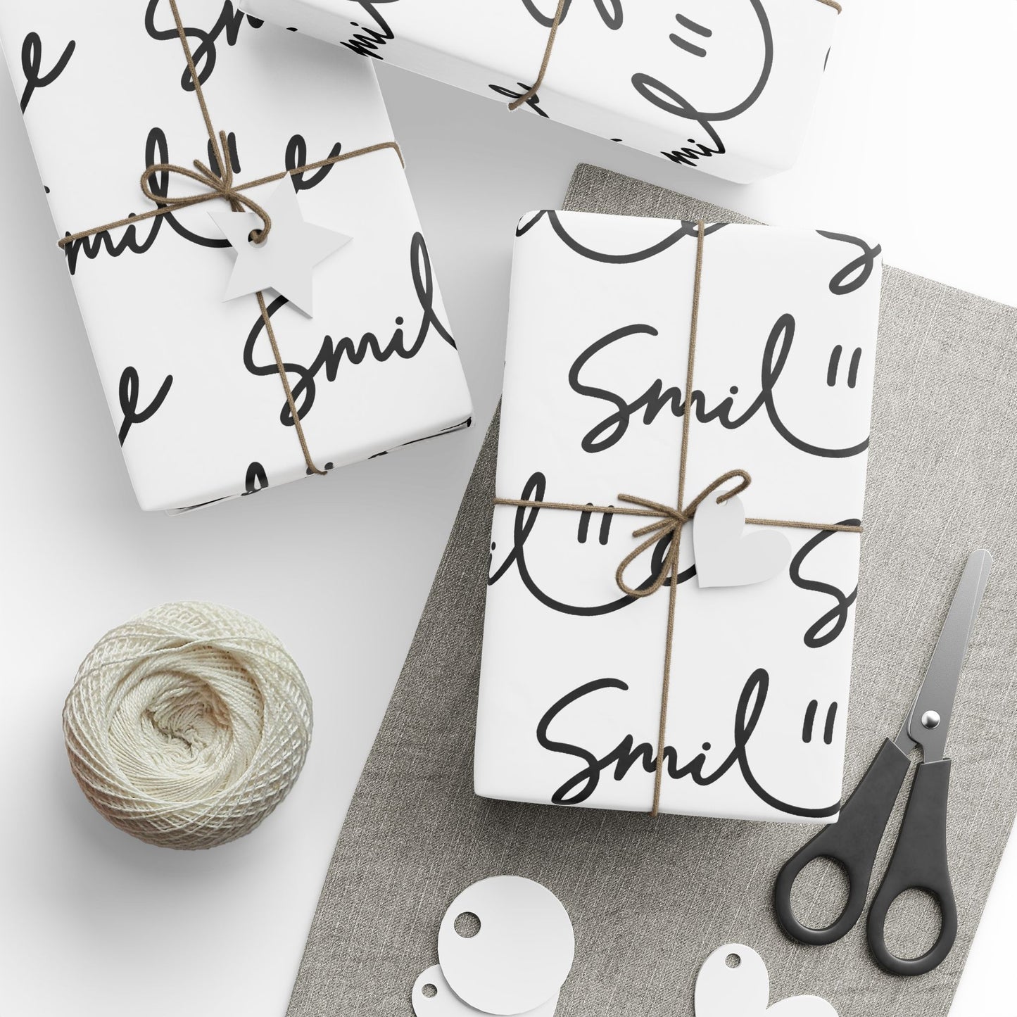 White/Black Smile Stylish Gift Wrapping Paper for Any Occasion