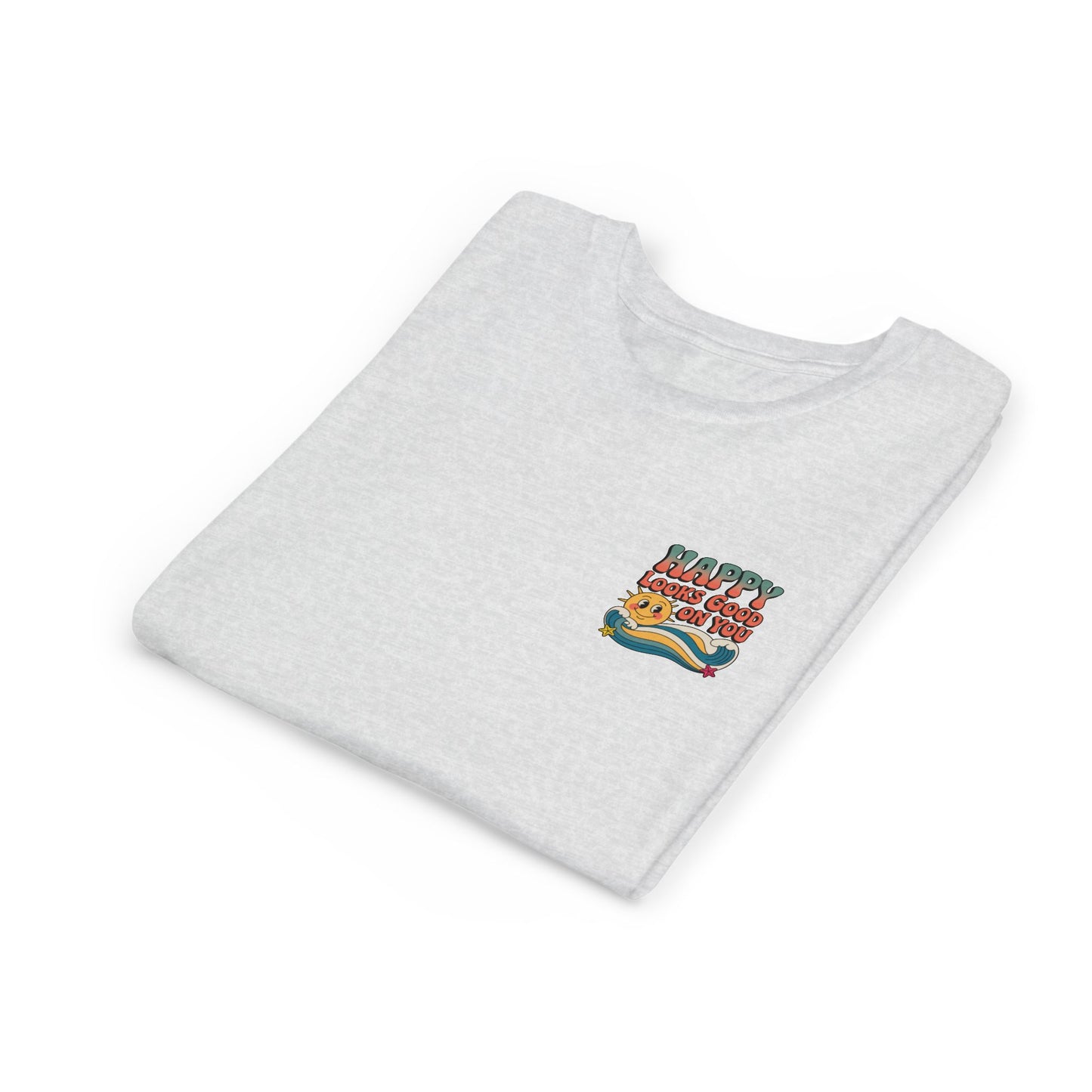 Youth Tee — "Happy Looks Good On You" Retro Sunshine Kids Shirt