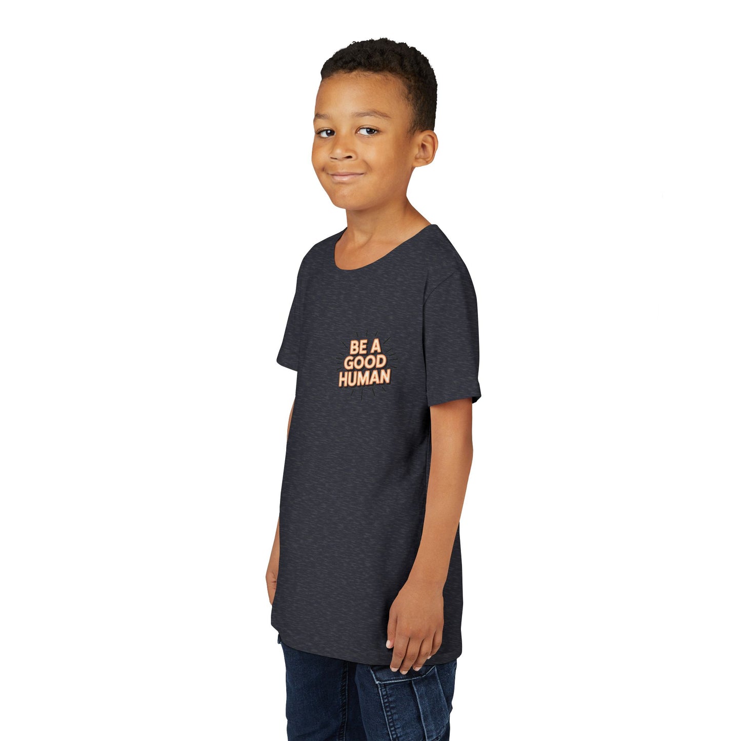 Youth Tee — "Be A Good Human" Positive Message Kids T-Shirt