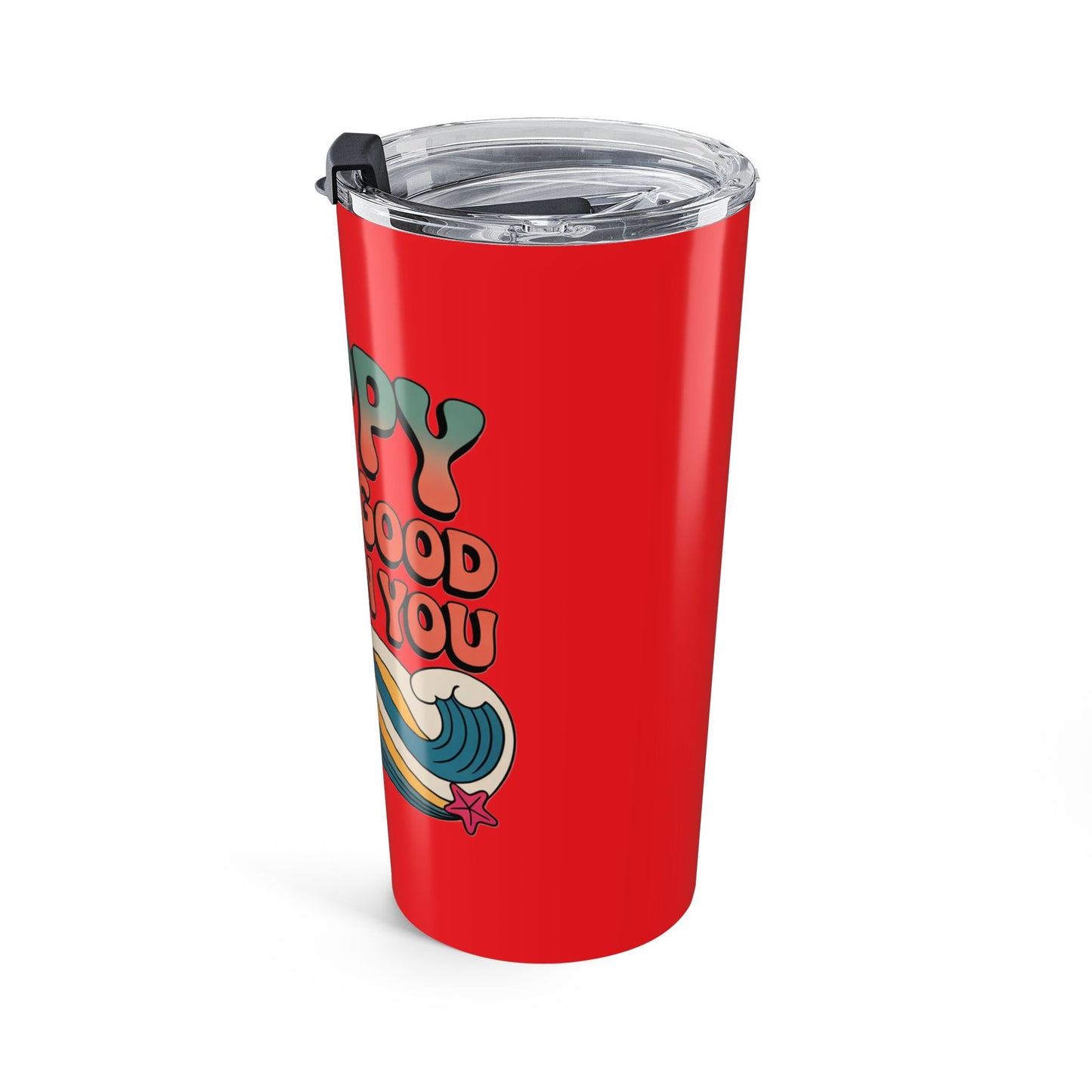 20oz Tumbler — "Happy Looks Good on You" Retro Smile Travel Cup