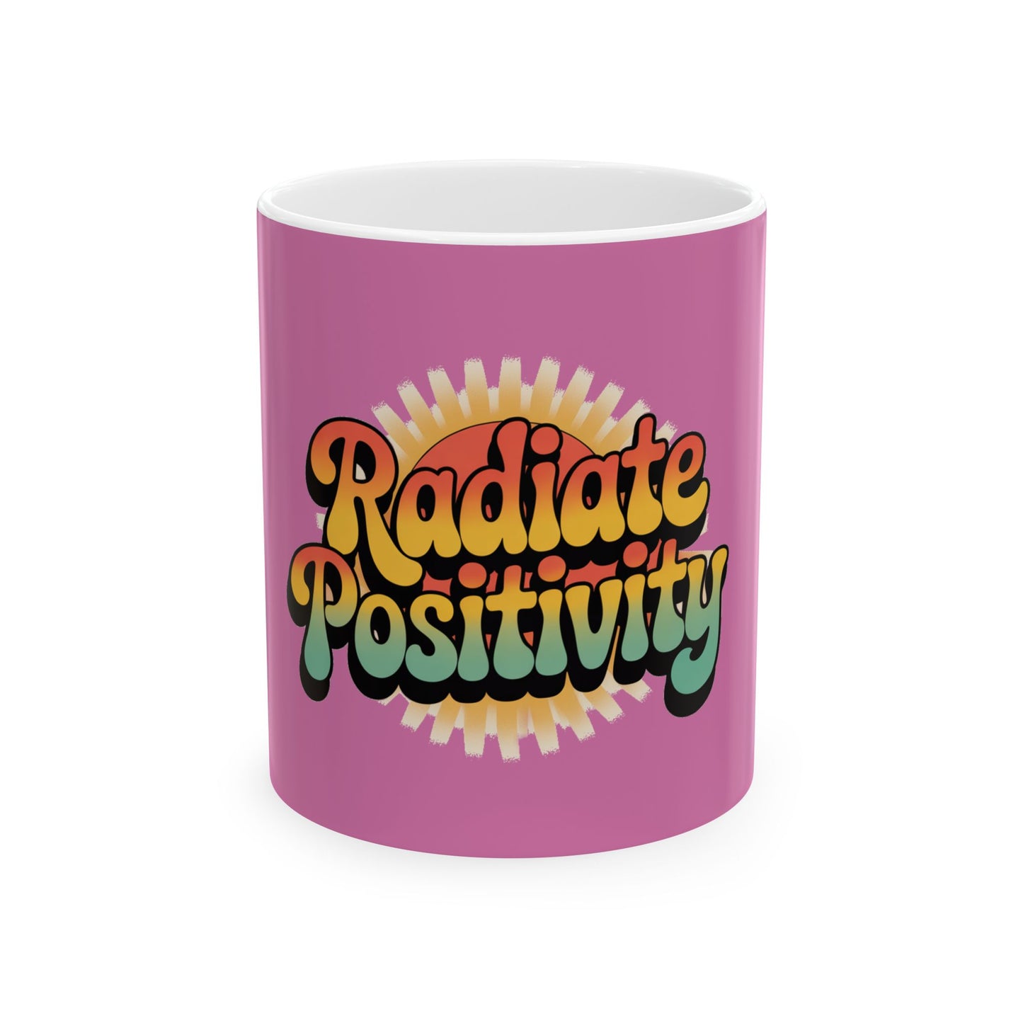 Light Pink Radiate Positivity Ceramic Coffee Mug,  11oz & 15oz