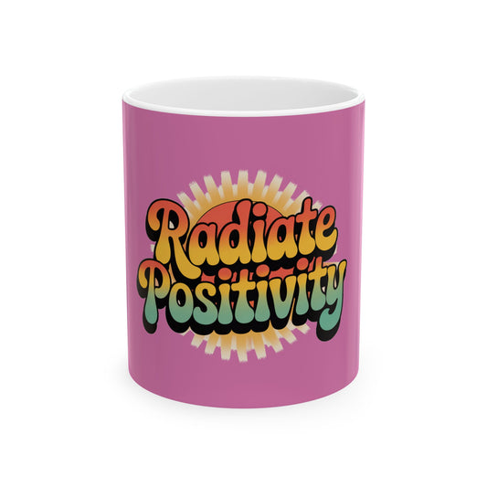 Light Pink Radiate Positivity Ceramic Coffee Mug,  11oz & 15oz