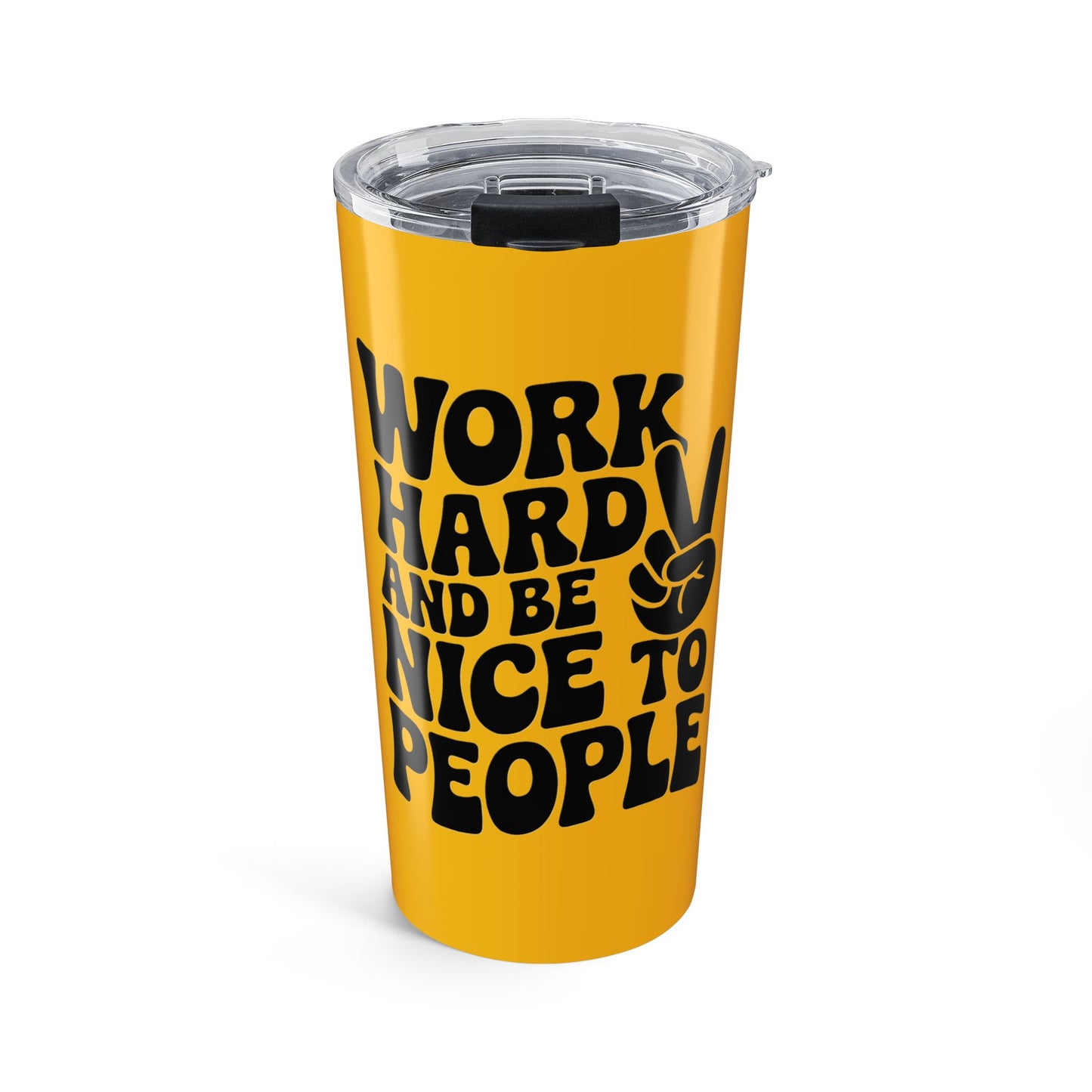 Yellow/Black Work Hard & Be Nice to People 20 oz. Tumbler