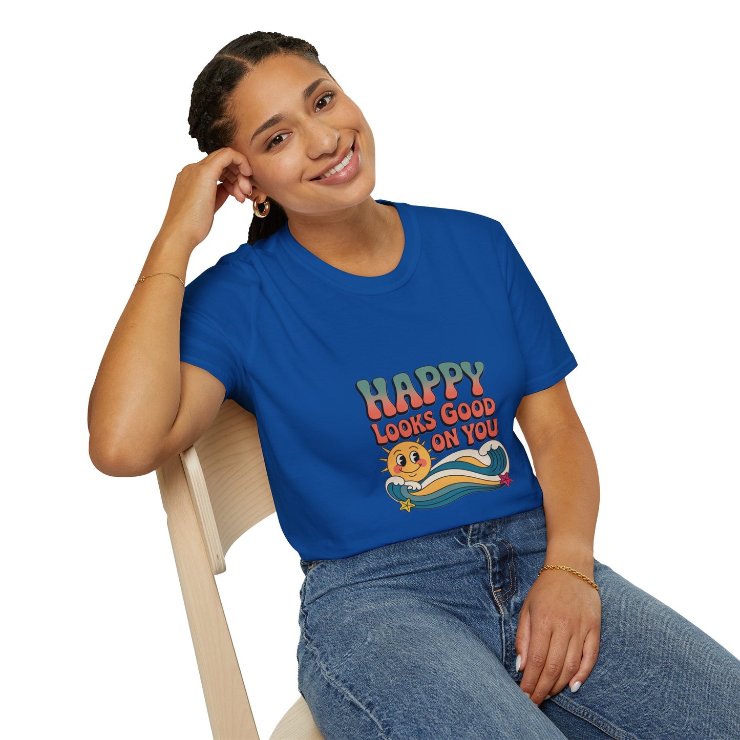 Happy Looks Good On You T-Shirt — Retro Sun Positive Graphic Tee