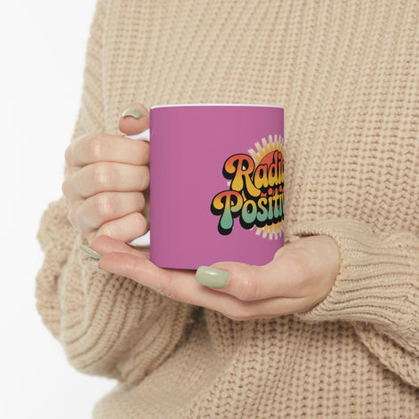 Light Pink Radiate Positivity Ceramic Coffee Mug,  11oz & 15oz
