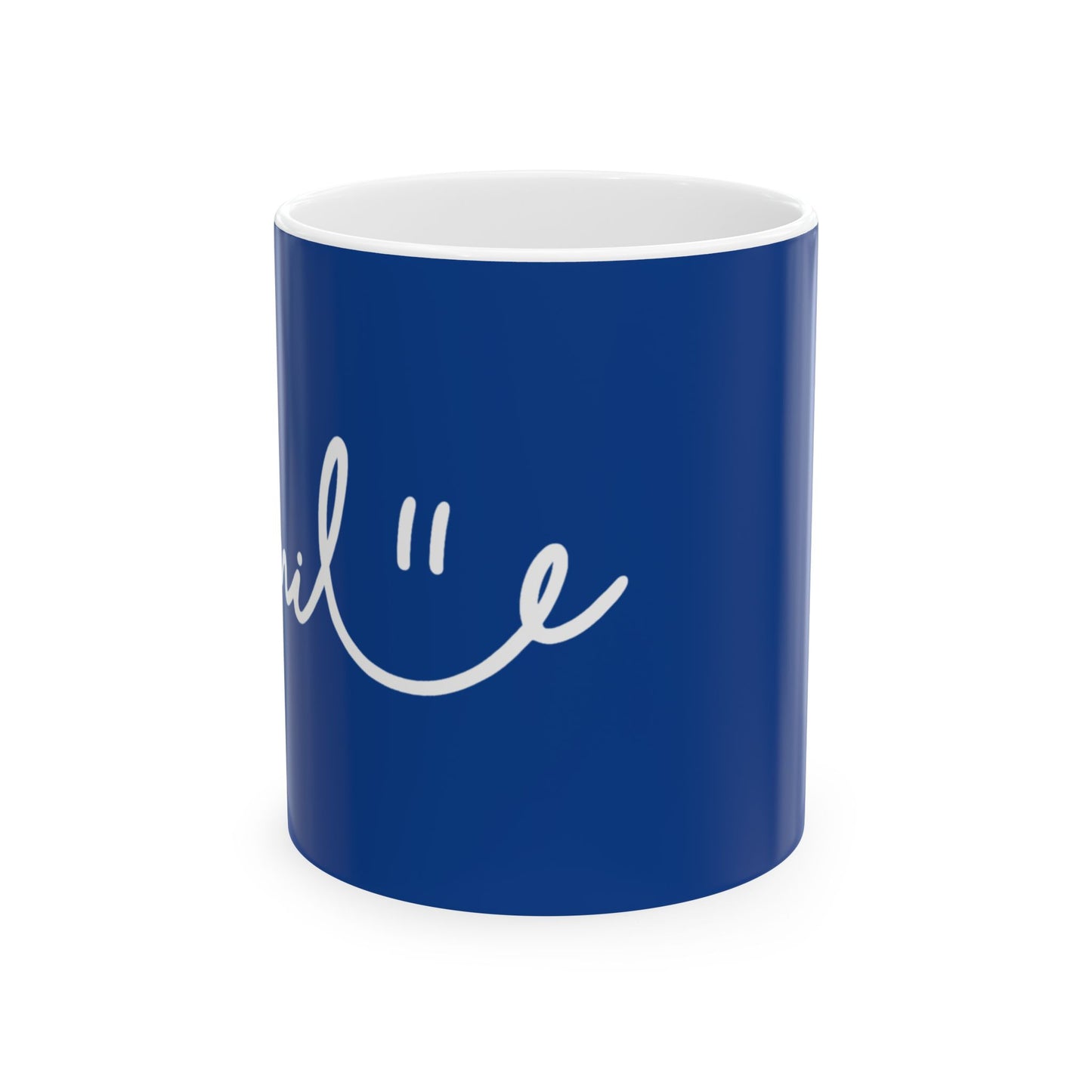 Dark Blue/White Smile Ceramic Coffee Mug - 11oz & 15oz