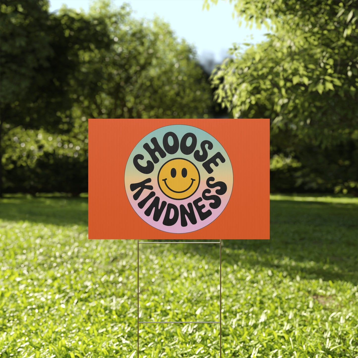 Orange Joyful Choose Kindness Plastic Yard Sign
