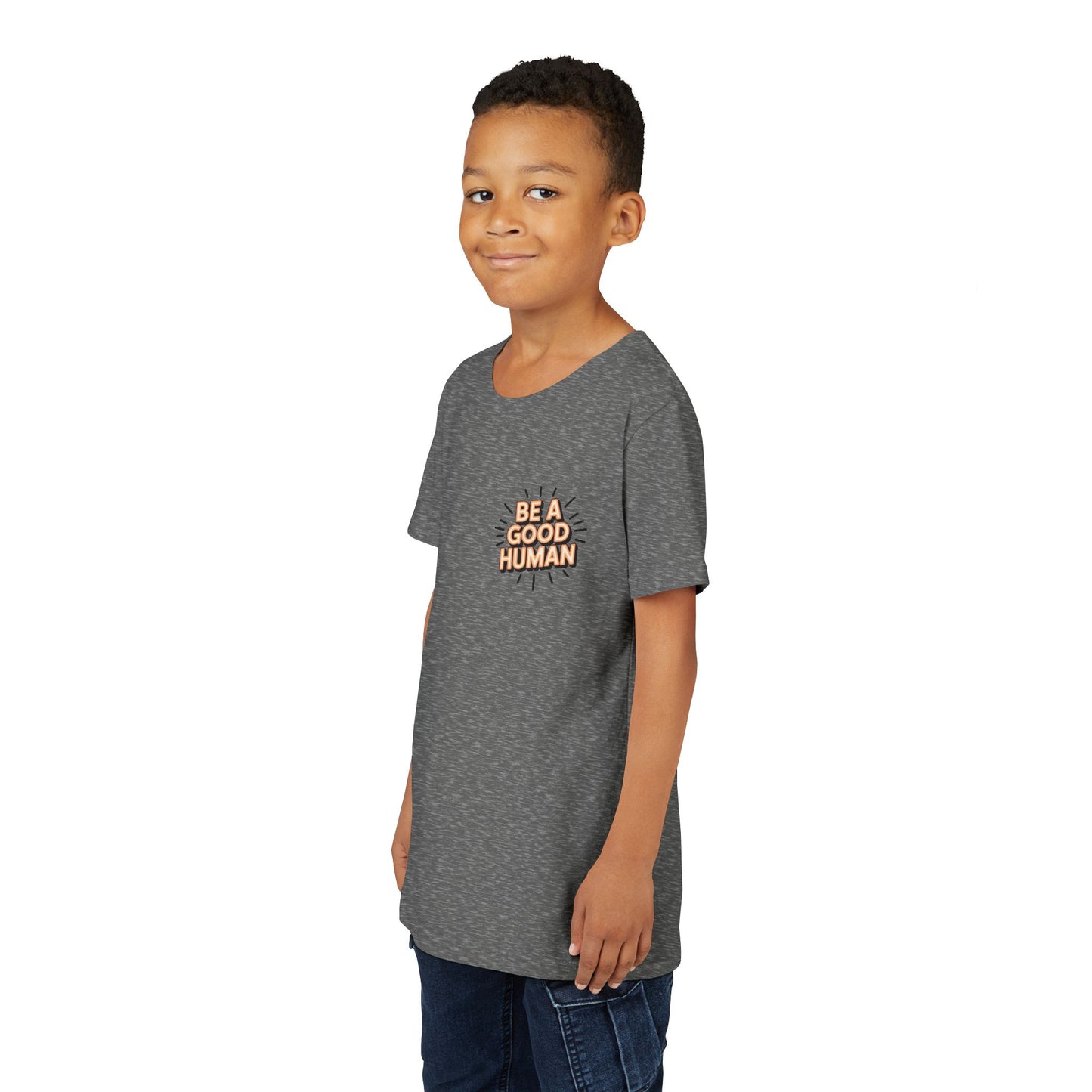 Youth Tee — "Be A Good Human" Positive Message Kids T-Shirt
