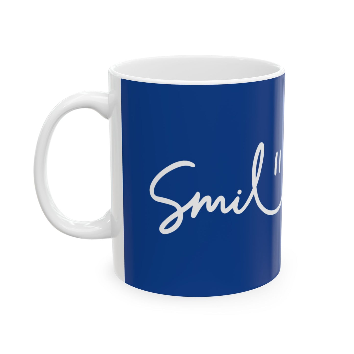 Dark Blue/White Smile Ceramic Coffee Mug - 11oz & 15oz
