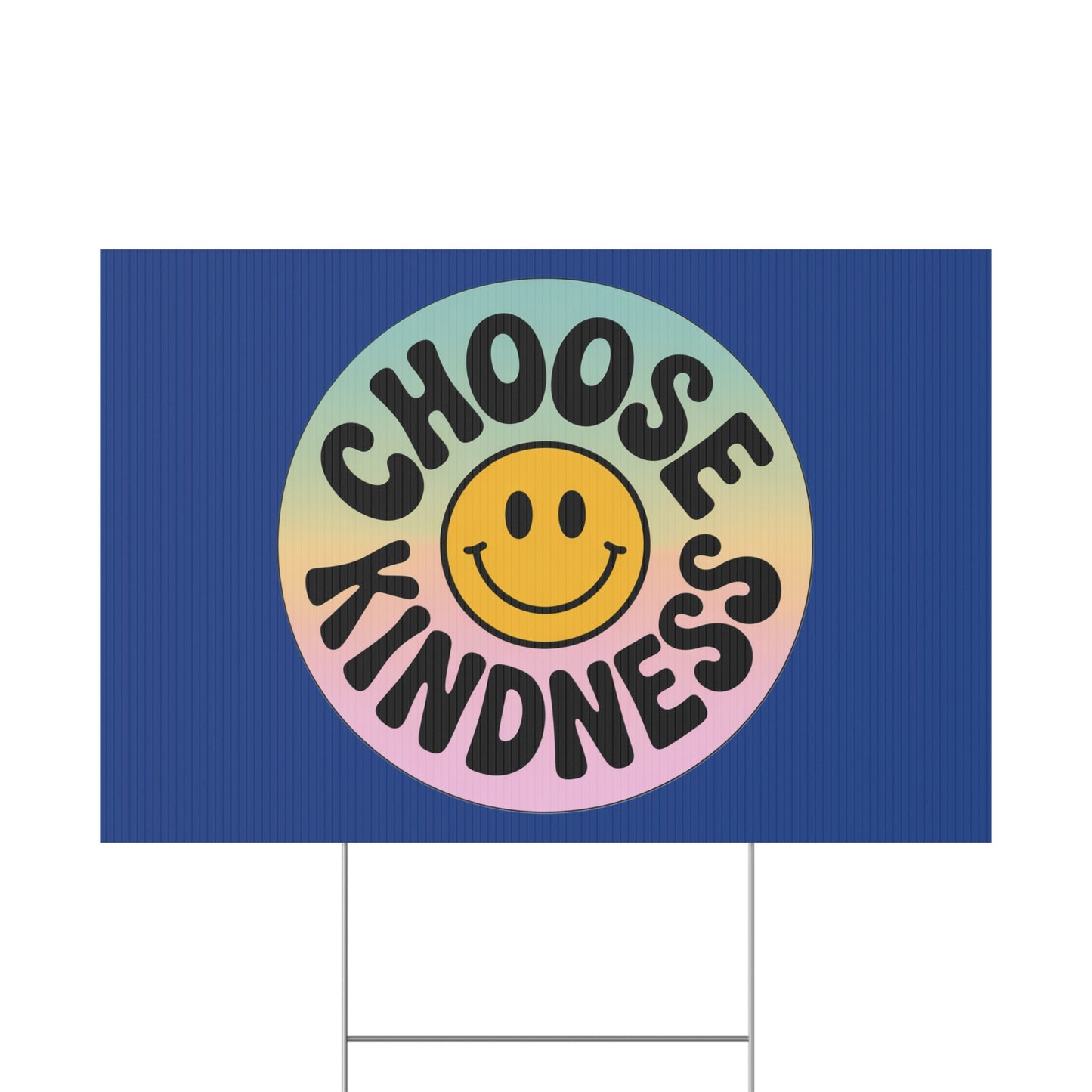Dark Blue Joyful Choose Kindness Plastic Yard Sign