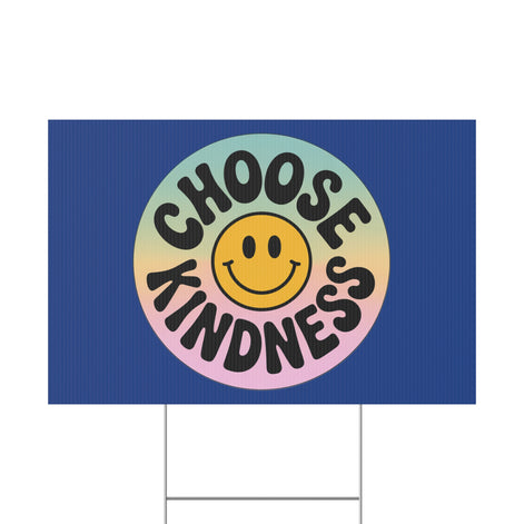 Dark Blue Joyful Choose Kindness Plastic Yard Sign