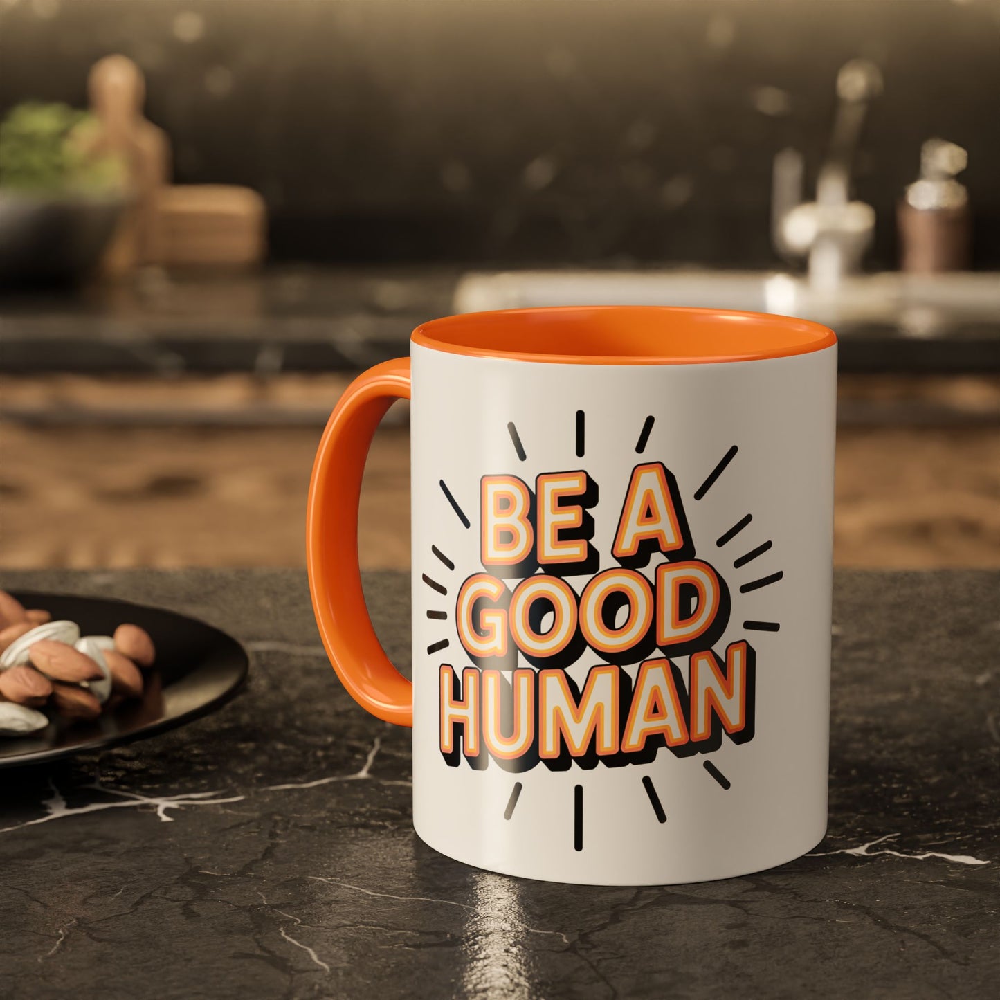 Ceramic Mug – "Be A Good Human" Retro Typography Coffee Cup (11oz & 15oz)