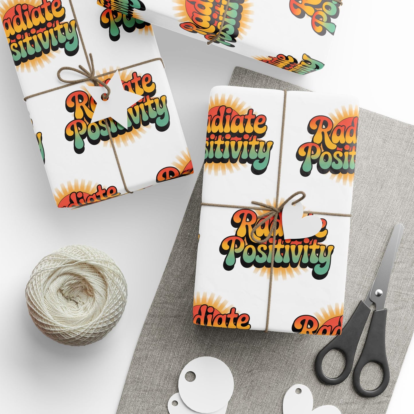 White Radiate Positivity Wrapping Paper for Celebrations