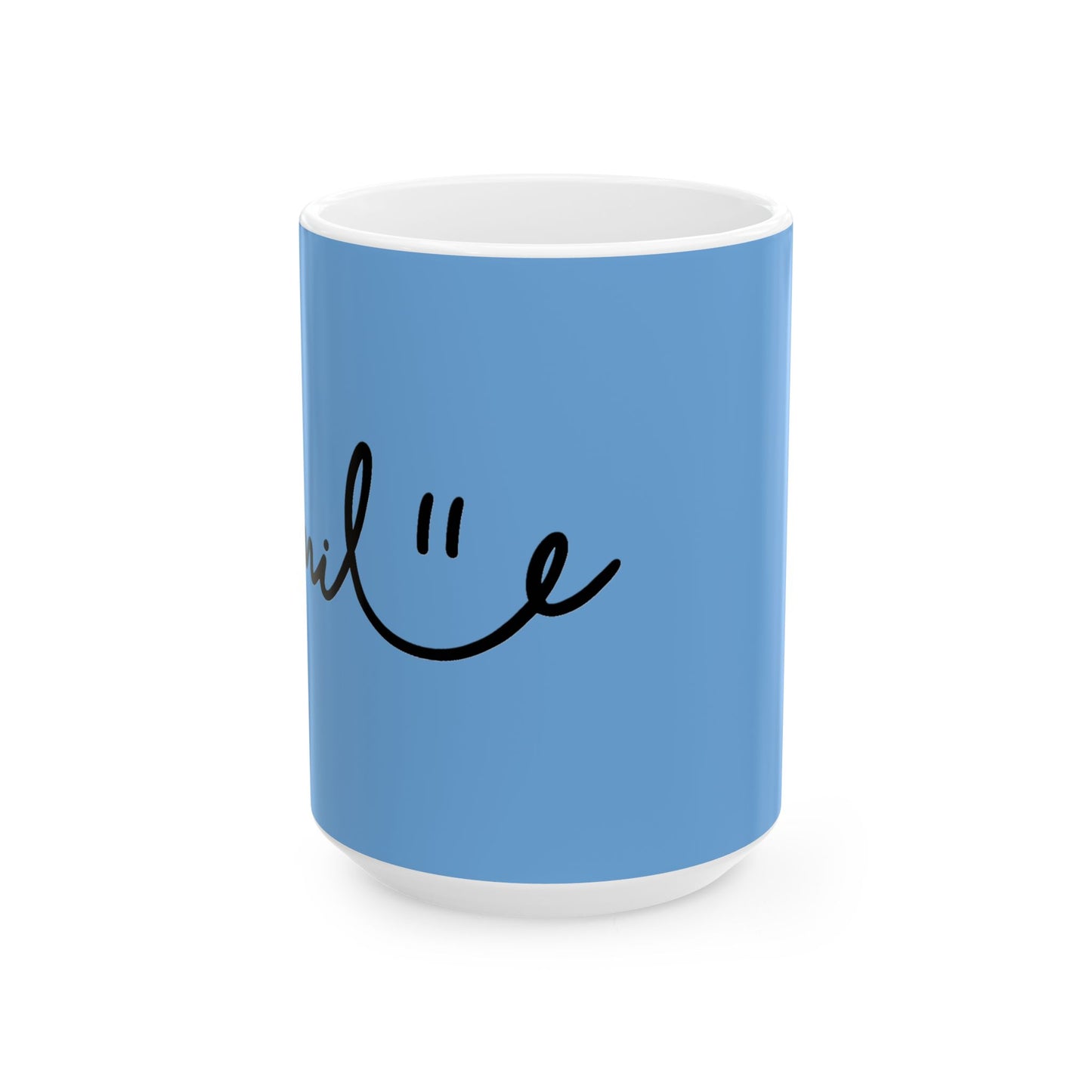 Light Blue/Black Smile Ceramic Coffee Mug - 11oz & 15oz