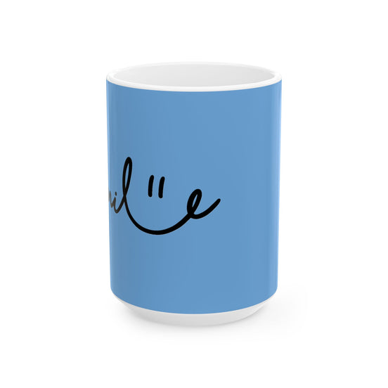 Light Blue/Black Smile Ceramic Coffee Mug - 11oz & 15oz