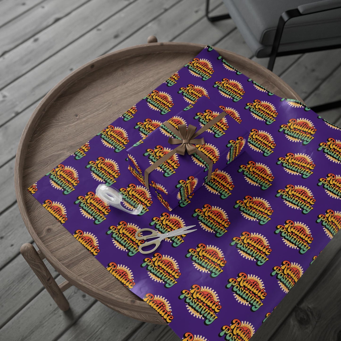Purple Radiate Positivity Wrapping Paper for Celebrations
