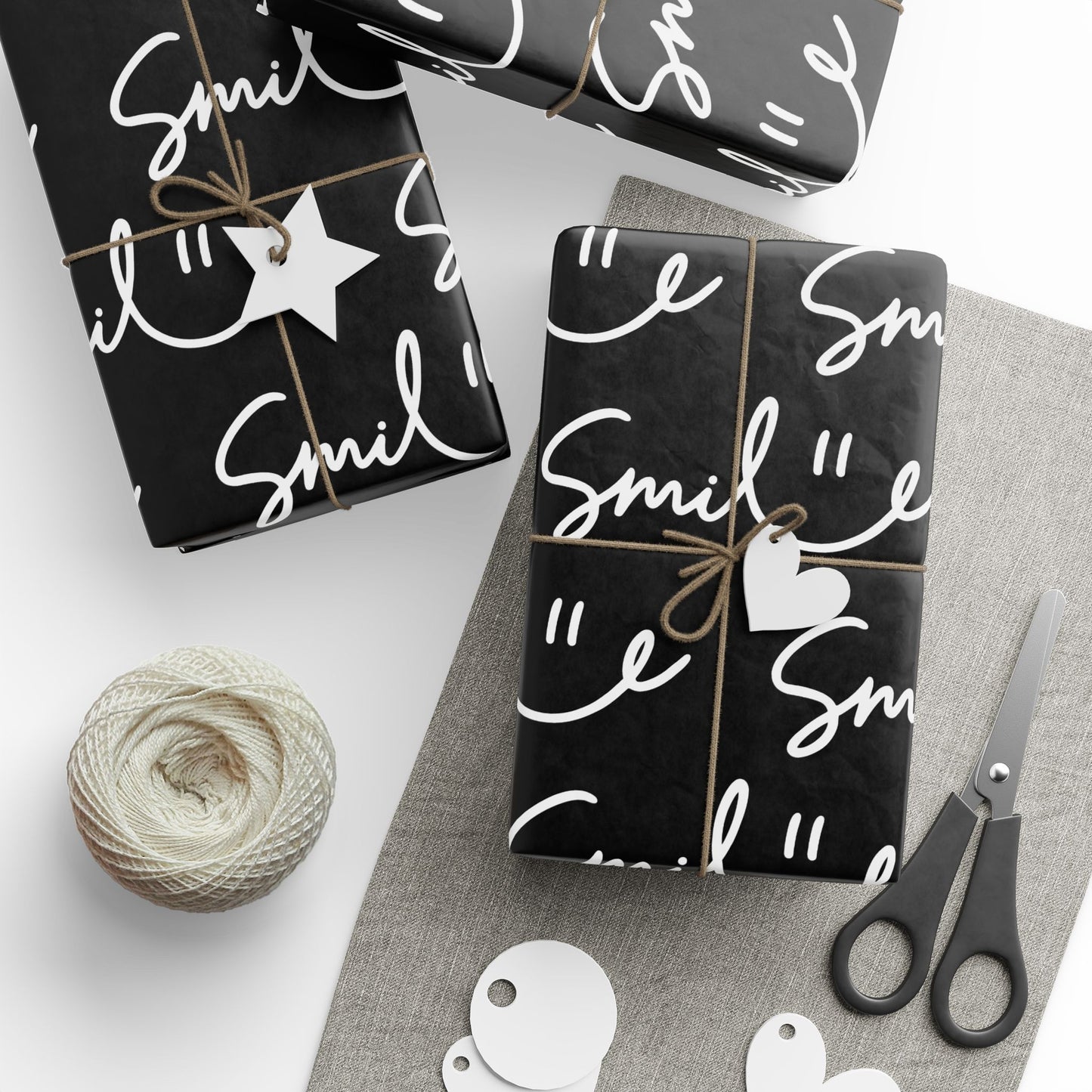 Black/White Smile Stylish Gift Wrapping Paper for Any Occasion