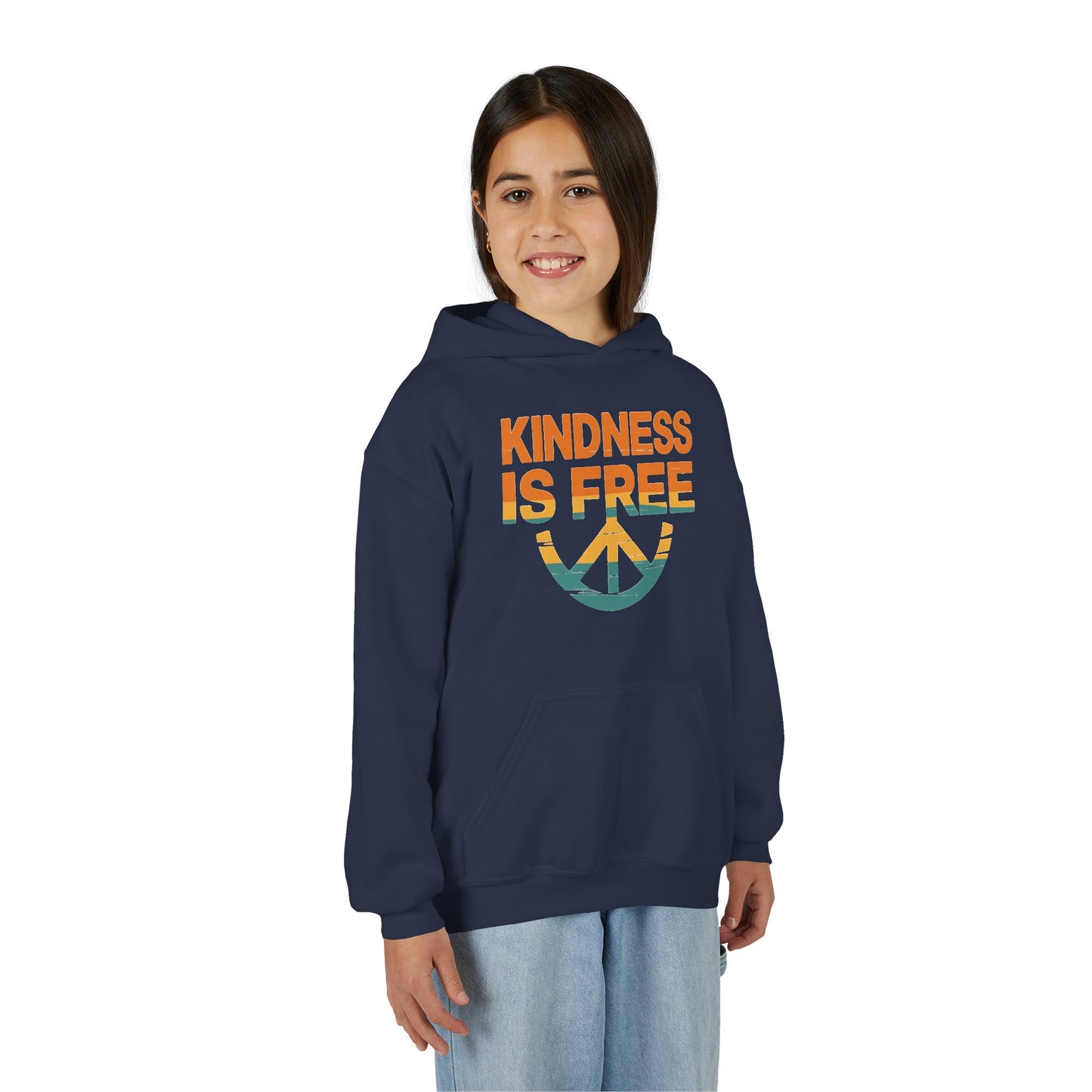 Kindness Is Free Youth Hoodie - Inspirational Heavy Blend Sweatshirt