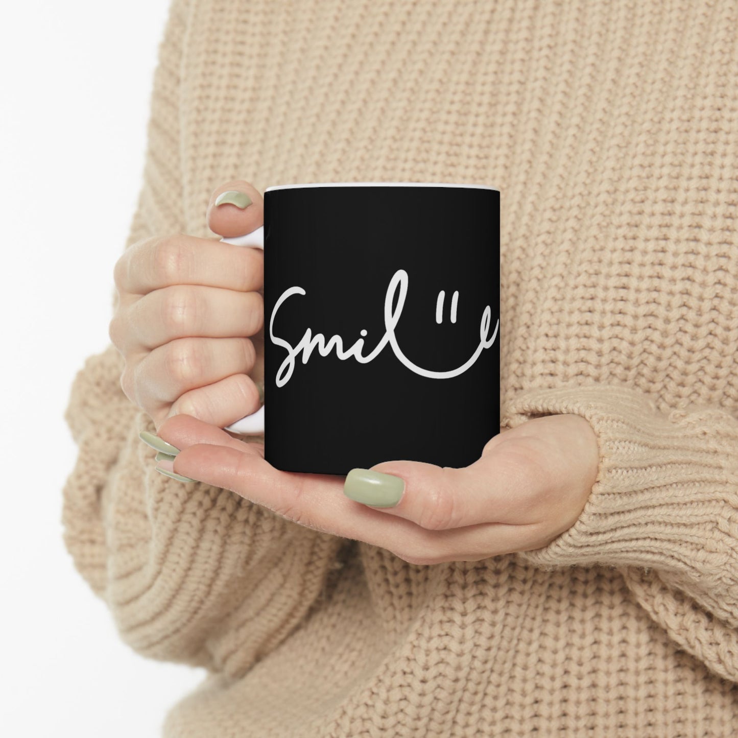 Black/White Smile Ceramic Coffee Mug - 11oz & 15oz