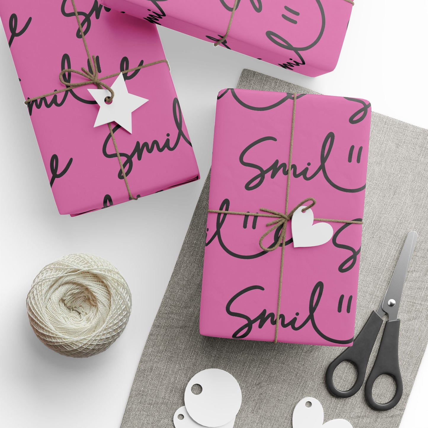 Light Pink/Black Smile Stylish Gift Wrapping Paper for Any Occasion