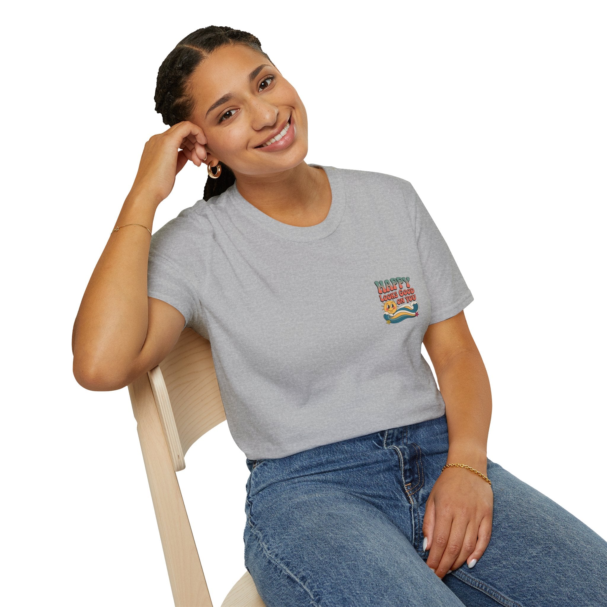 Happy Looks Good On You T-Shirt — Retro Sun Positive Graphic Tee
