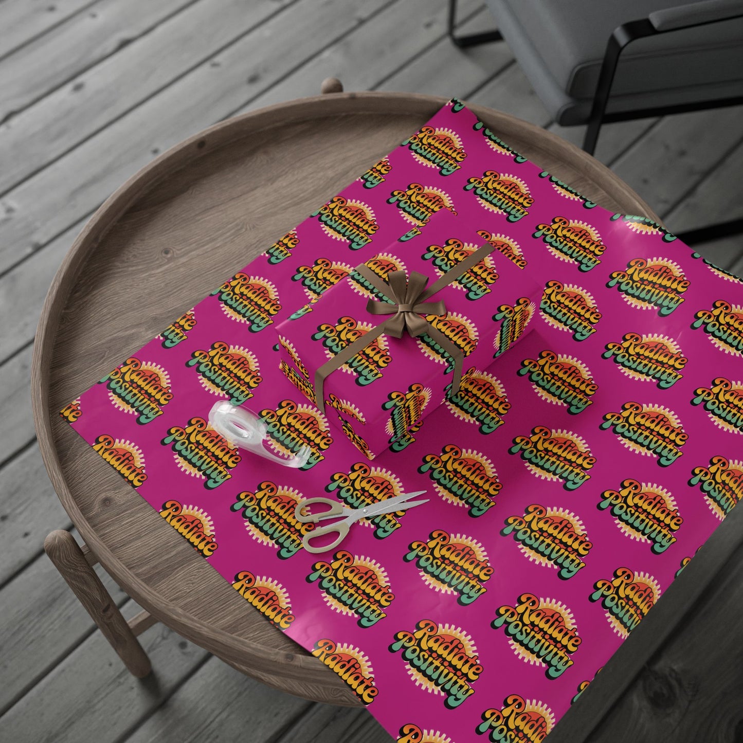 Pink Radiate Positivity Wrapping Paper for Celebrations