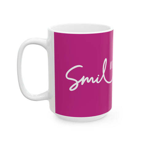Pink/White Smile Ceramic Coffee Mug - 11oz & 15oz