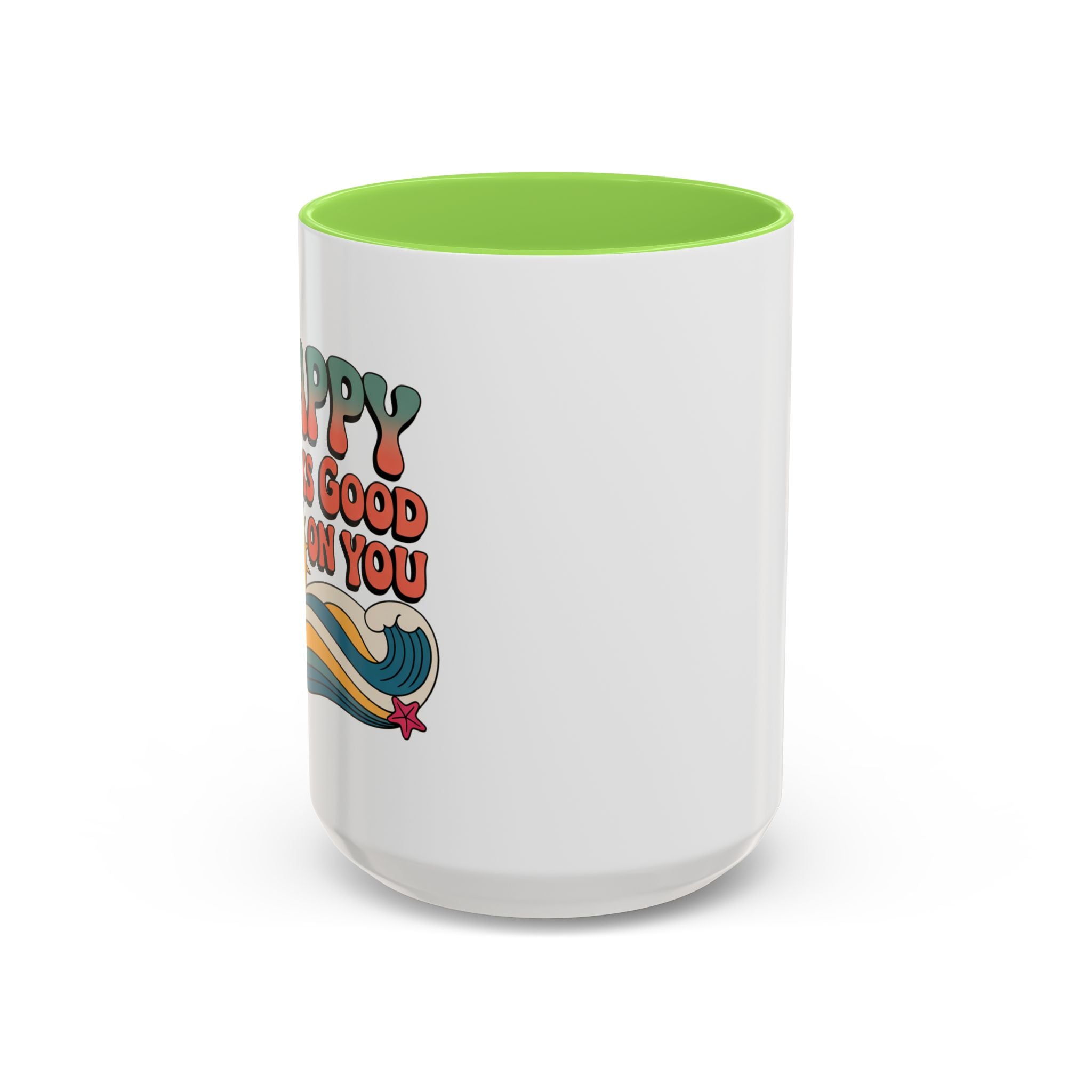 Retro 'Happy Looks Good on You' Colorful Ceramic Mug (11oz & 15oz)
