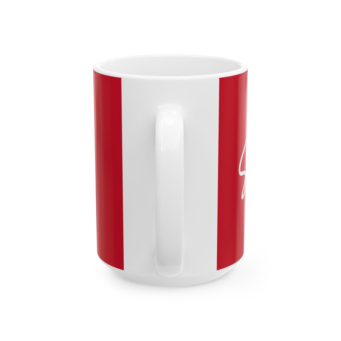 Dark Red/White Smile Ceramic Coffee Mug - 11oz & 15oz