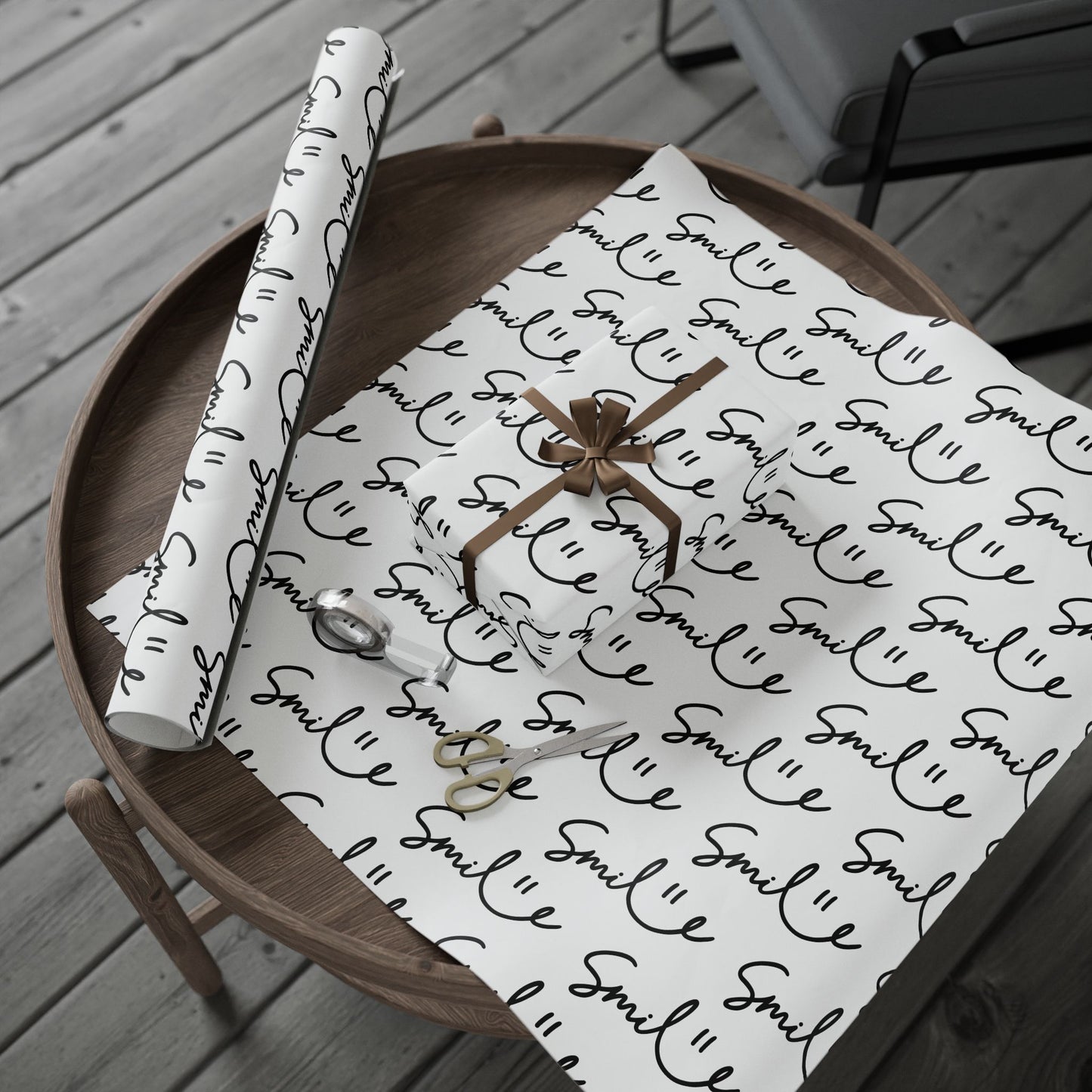 White/Black Smile Stylish Gift Wrapping Paper for Any Occasion