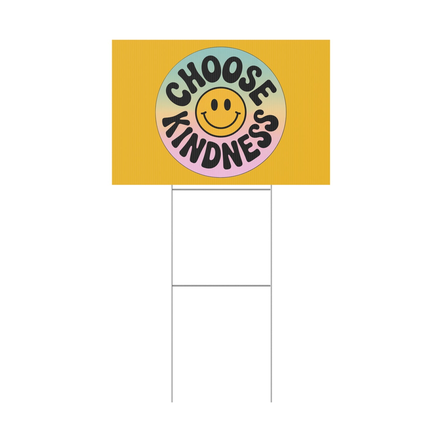 Yellow Joyful Choose Kindness Plastic Yard Sign