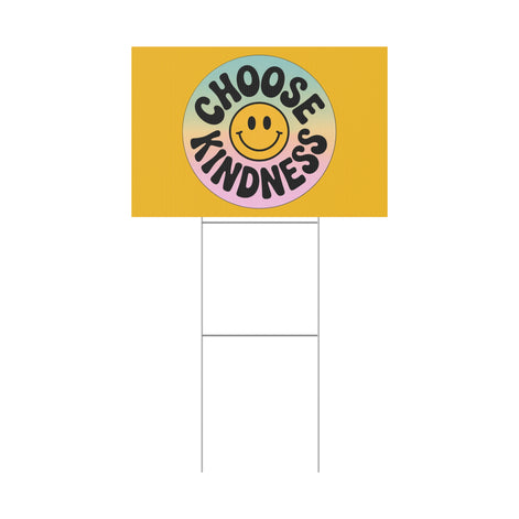 Yellow Joyful Choose Kindness Plastic Yard Sign