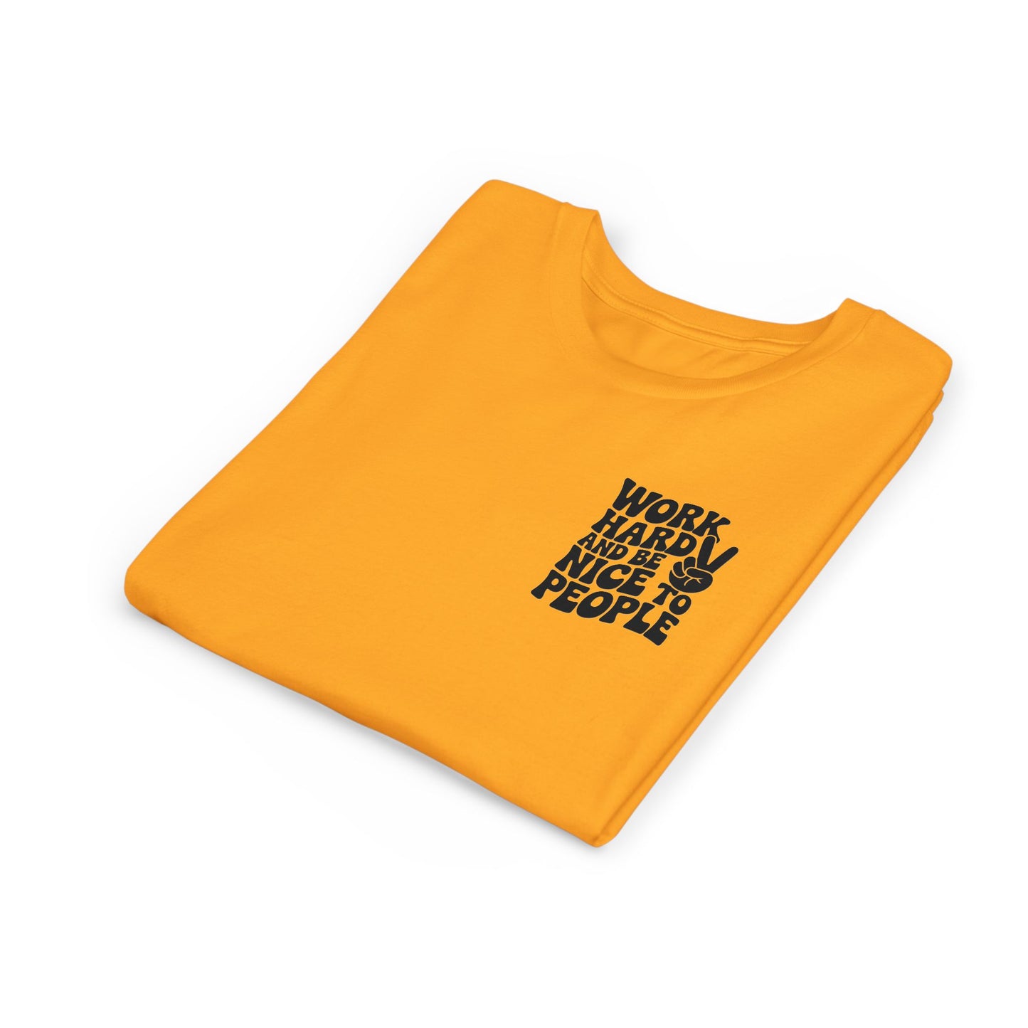 Youth Tee – "Work Hard and Be Nice to People" Retro Peace Sign Kids T‑Shirt