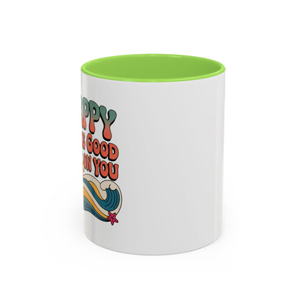 Retro 'Happy Looks Good on You' Colorful Ceramic Mug (11oz & 15oz)