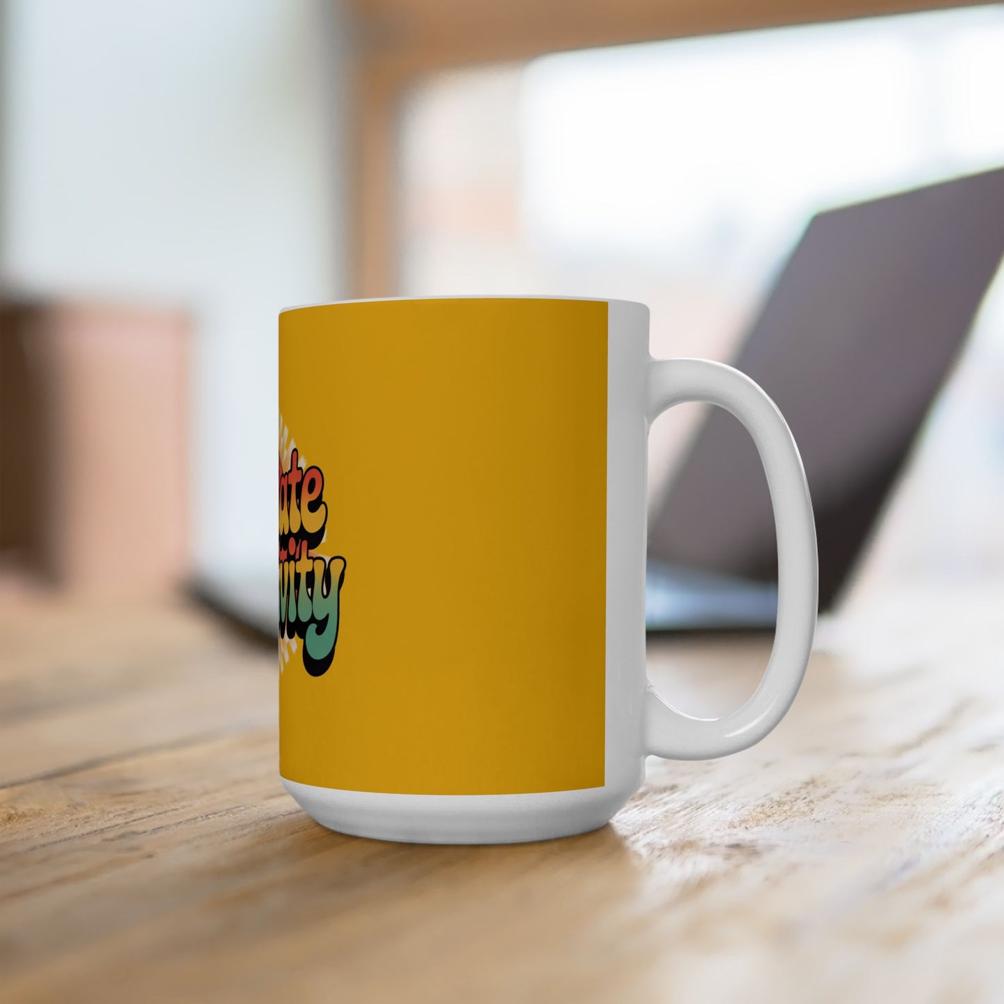 Yellow Radiate Positivity Ceramic Coffee Mug,  11oz & 15oz