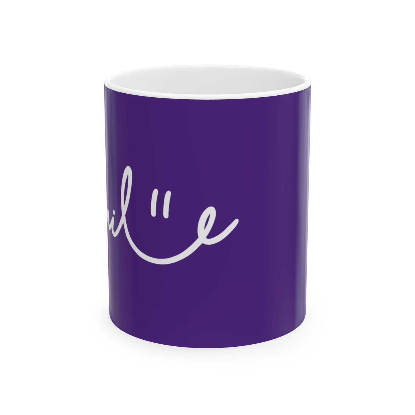 Purple/White Smile Ceramic Coffee Mug - 11oz & 15oz