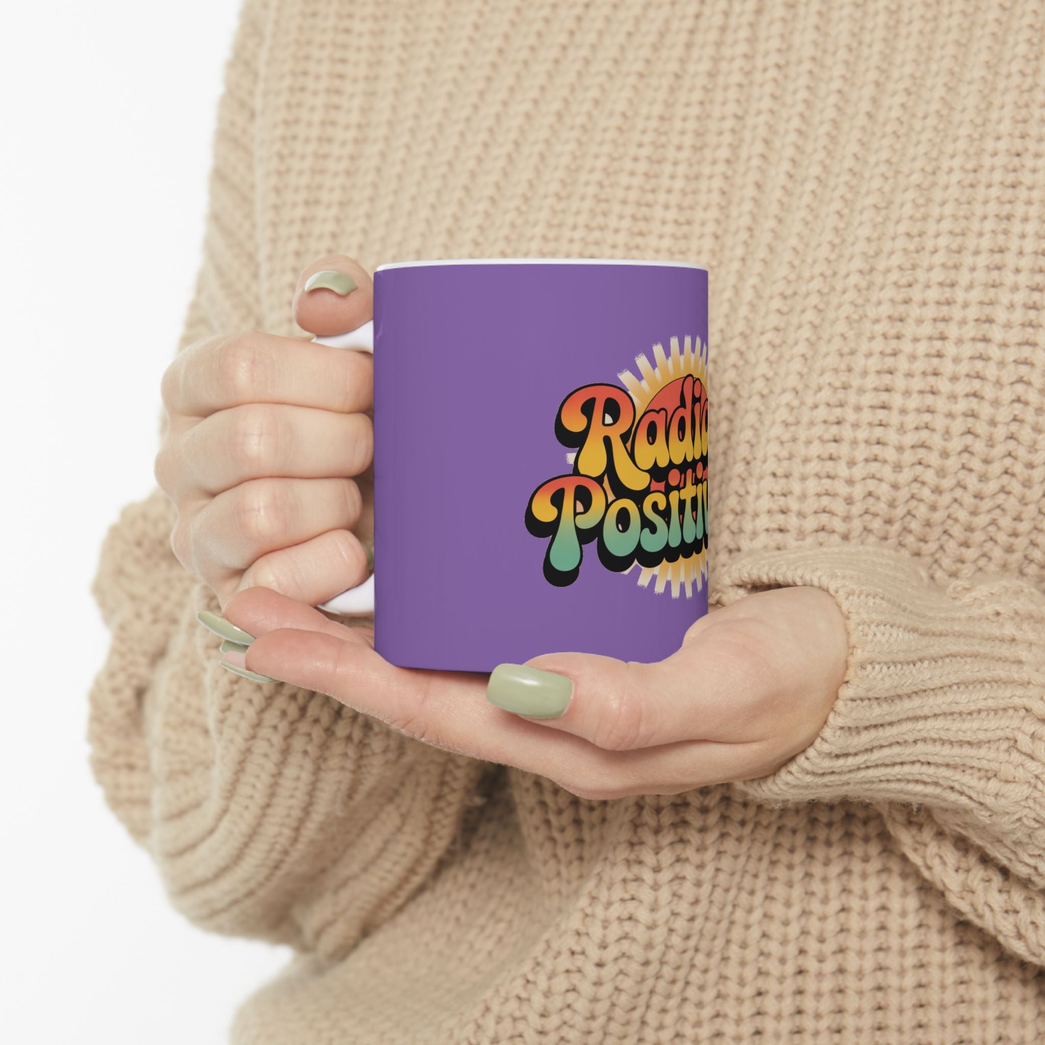 Light Purple Radiate Positivity Ceramic Coffee Mug,  11oz & 15oz