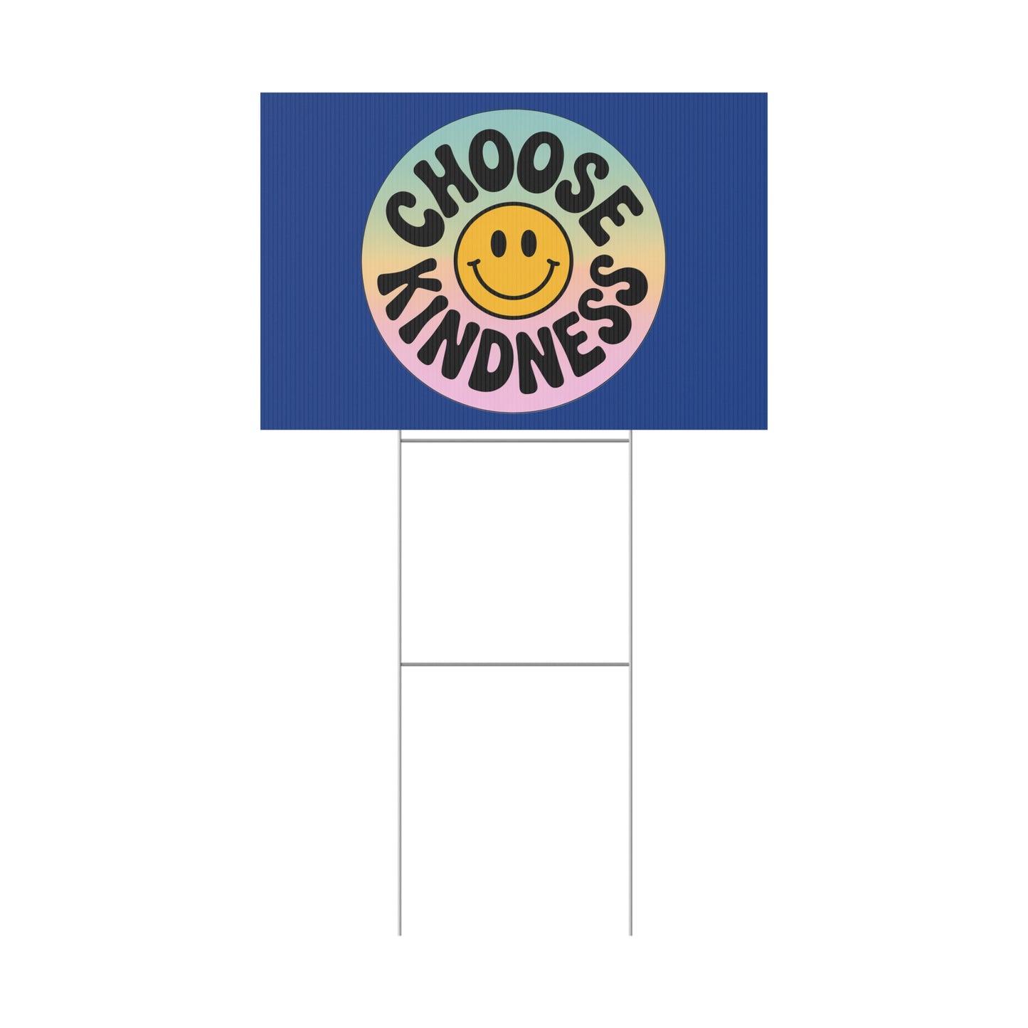 Dark Blue Joyful Choose Kindness Plastic Yard Sign