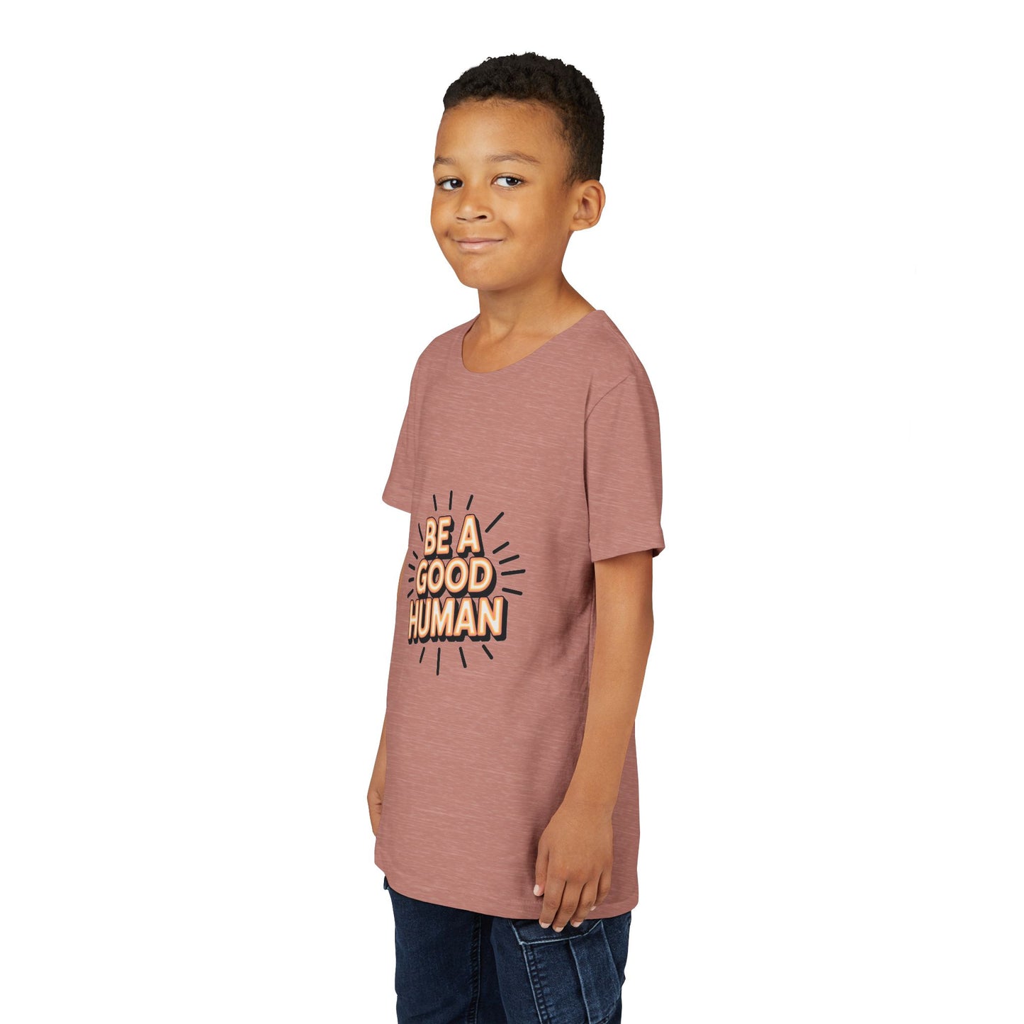 Youth Tee — "Be A Good Human" Positive Message Kids T-Shirt