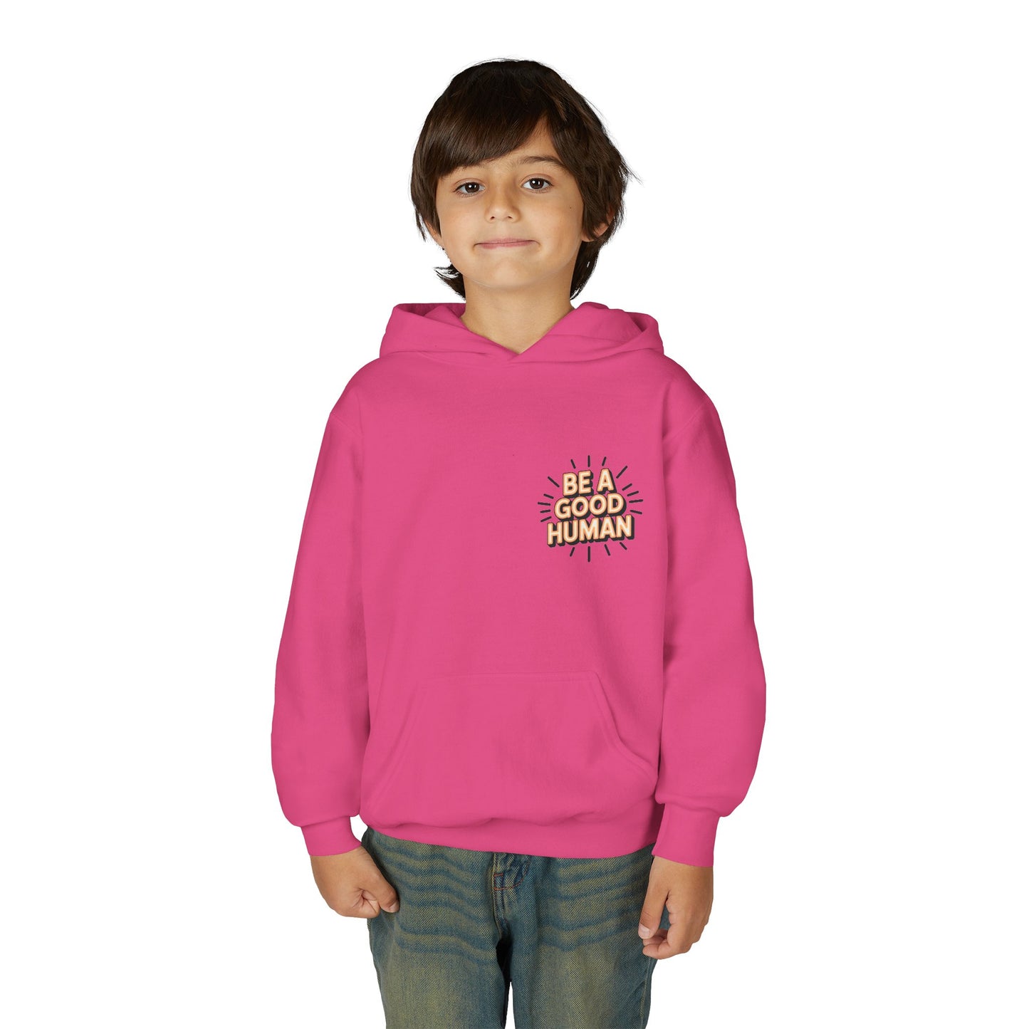 Youth Hoodie — "Be A Good Human" Positive Message Pullover