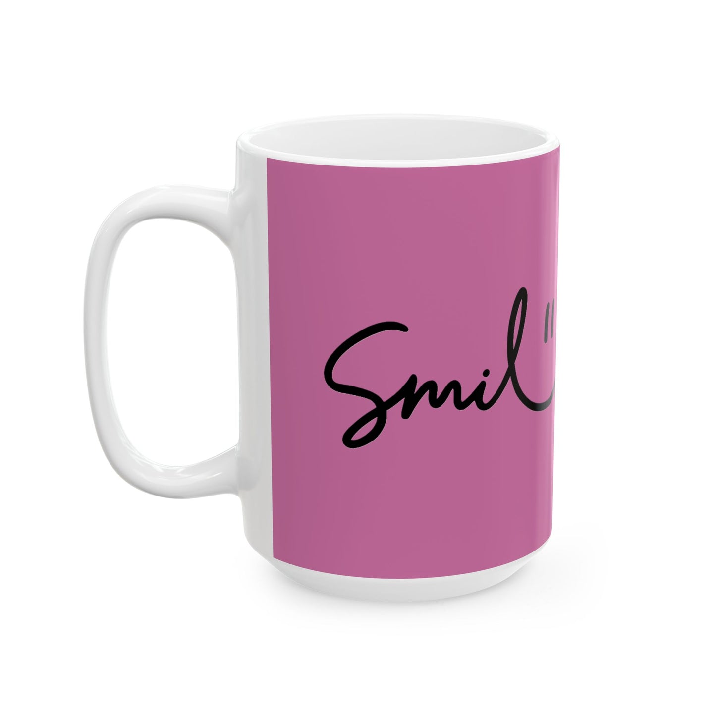Light Pink/Black Smile Ceramic Coffee Mug - 11oz & 15oz