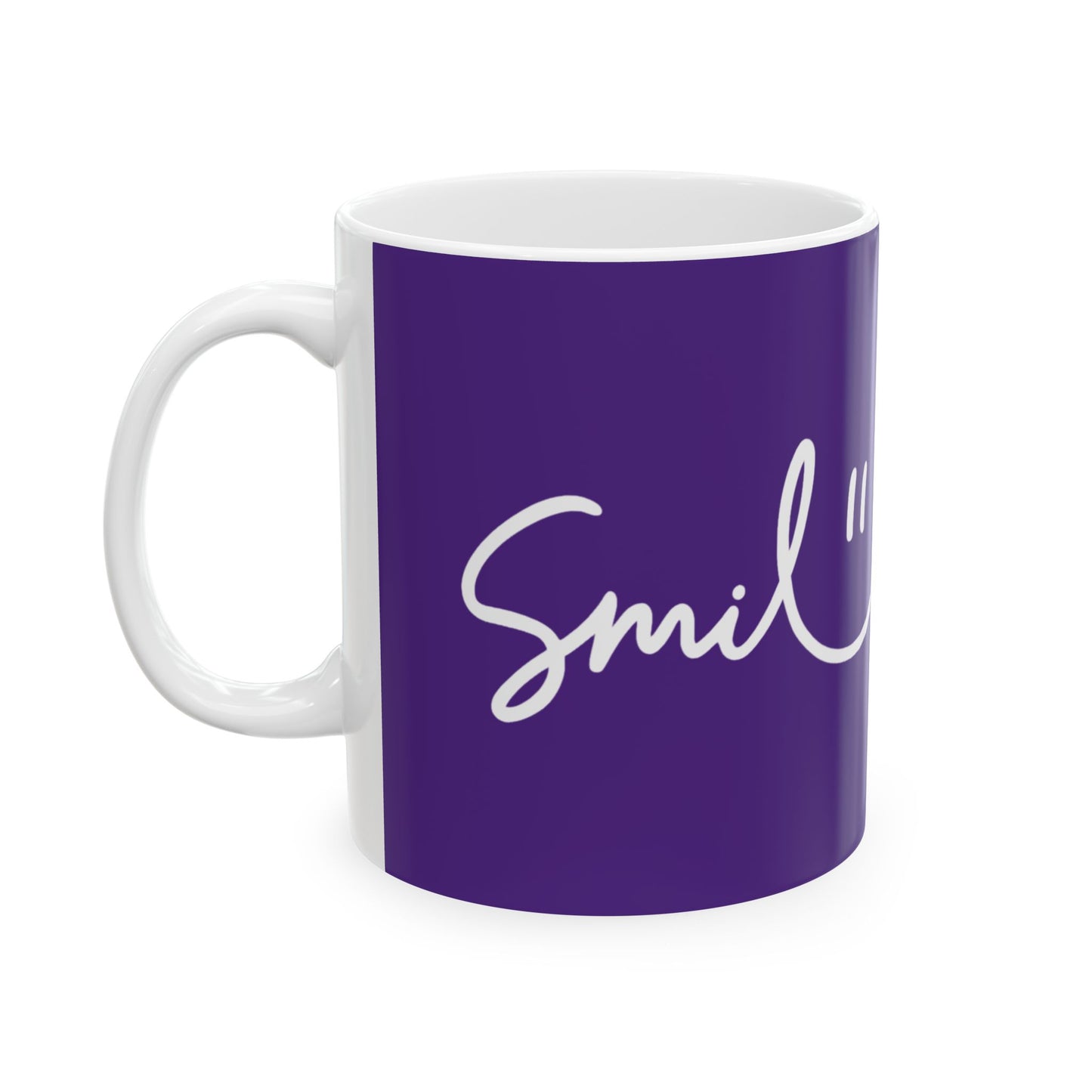 Purple/White Smile Ceramic Coffee Mug - 11oz & 15oz