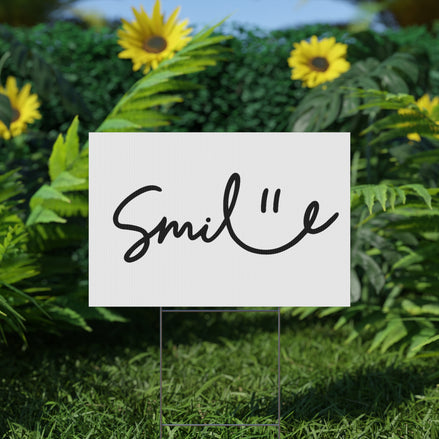 White/Black Smile Yard Sign